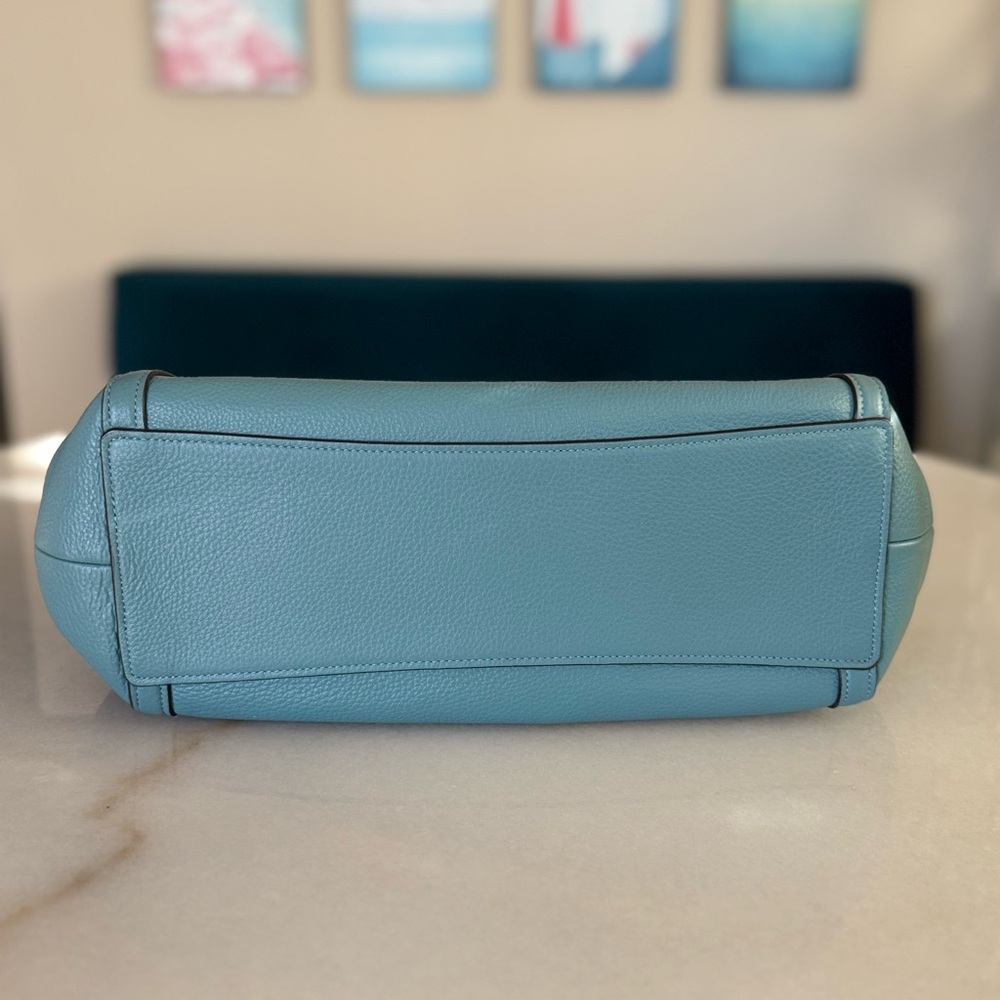Coach Kristy Shoulder Bag Blue Textured Pebble Leather $478 - Picture 11 of 15